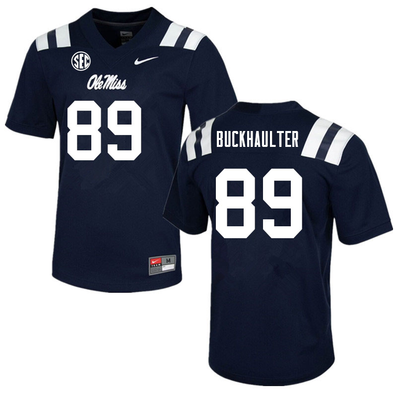 Men #89 Brandon Buckhaulter Ole Miss Rebels College Football Jerseys Sale-Navy - Click Image to Close